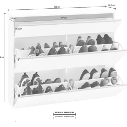 Garnero Arredamenti Scarpiere E Cassepanche|Scarpiere-Scarpiera ingresso 120x108h cm 2 ante Eclisse Bianco Lucido