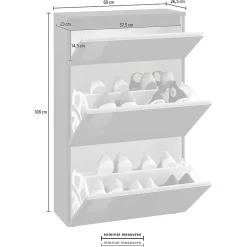 Garnero Arredamenti Scarpiere E Cassepanche|Scarpiere-Scarpiera ingresso 60x108h cm 2 ante lucido Eclisse Antracite
