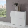 Garnero Arredamenti Scarpiere E Cassepanche|Scarpiere-Scarpiera ingresso 101x82h cm 2 ante moderna bianco lucido Sea Gihome®