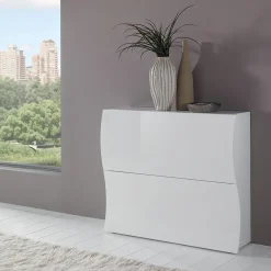 Garnero Arredamenti Scarpiere E Cassepanche|Scarpiere-Scarpiera ingresso 101x82h cm 2 ante moderna bianco lucido Sea Gihome®