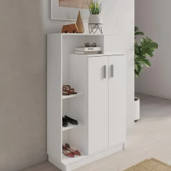 Garnero Arredamenti Scarpiere E Cassepanche|Scarpiere-Scarpiera ingresso 90x140h cm design bianco frassinato Jerome