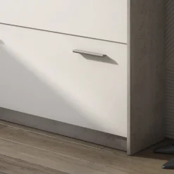 Garnero Arredamenti Scarpiere E Cassepanche|Scarpiere-Scarpiera ingresso 98x81h cm 2 ante ribalta bianco frassinato cemento Thomas