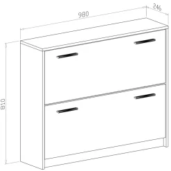 Garnero Arredamenti Scarpiere E Cassepanche|Scarpiere-Scarpiera ingresso 98x81h cm 2 ante ribalta bianco frassinato cemento Thomas