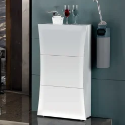 Garnero Arredamenti Scarpiere E Cassepanche|Scarpiere-Scarpiera ingresso 70x121h cm 3 ante moderna bianco lucido Neve