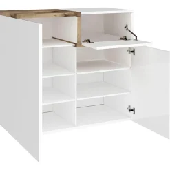 Garnero Arredamenti Scarpiere E Cassepanche|Scarpiere-Scarpiera ingresso 80x80h cm 2 ante bianco lucido acero Lucidardo Bianco Lucido - Rovere Rustico