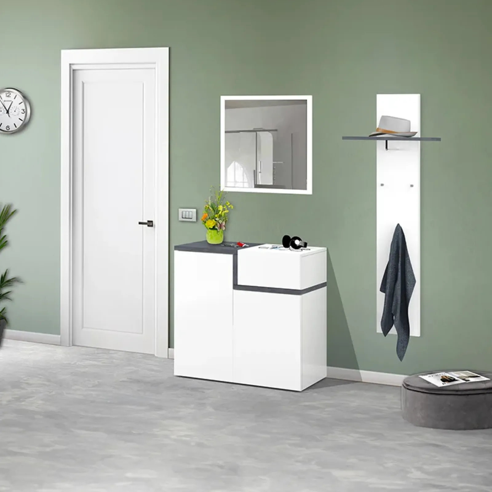 Garnero Arredamenti Scarpiere E Cassepanche|Scarpiere-Scarpiera ingresso 80x80h cm 2 ante bianco lucido ossido Lucidardo Bianco Lucido - Ossido