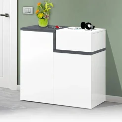 Garnero Arredamenti Scarpiere E Cassepanche|Scarpiere-Scarpiera ingresso 80x80h cm 2 ante bianco lucido ossido Lucidardo Bianco Lucido - Ossido