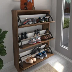 Garnero Arredamenti Scarpiere E Cassepanche|Scarpiere-Scarpiera ingresso 74x110h cm moderna Palmaria Noce