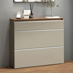 Garnero Arredamenti Scarpiere E Cassepanche|Scarpiere-Scarpiera ingresso 120x108h cm 2 ante tortora rovere Eclisse Tortora - Rovere