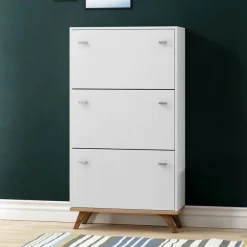 Garnero Arredamenti Scarpiere E Cassepanche|Scarpiere-Scarpiera 60x130h cm 3 ante bianco rovere Clea