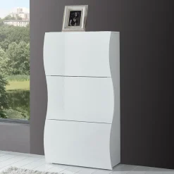 Garnero Arredamenti Scarpiere E Cassepanche|Scarpiere-Scarpiera 71x122h cm 3 ante moderna bianco lucido Sea Gihome®
