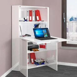 Garnero Arredamenti Scrivanie Per Ragazzi|Scrivanie Ufficio-Scrivania a scomparsa 70x67cm angolare bianco lucido Pinko