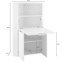 Garnero Arredamenti Scrivanie Per Ragazzi|Scrivanie Ufficio-Scrivania a scomparsa 70x67cm angolare bianco lucido Pinko