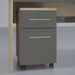 Garnero Arredamenti Scrivanie Ufficio|Scrivanie Ufficio-Scrivania angolare con cassettiere 140x60cm rovere antracite Time 12