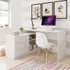 Garnero Arredamenti Scrivanie Per Ragazzi|Scrivanie Ufficio-Scrivania angolare ufficio 138x110cm con cassettiera bianca Fallon