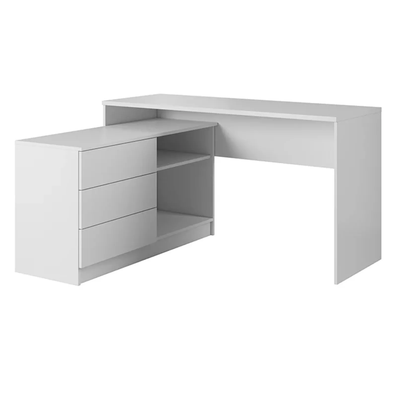 Garnero Arredamenti Scrivanie Per Ragazzi|Scrivanie Ufficio-Scrivania angolare ufficio 138x110cm con cassettiera bianca Fallon