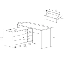 Garnero Arredamenti Scrivanie Per Ragazzi|Scrivanie Ufficio-Scrivania angolare ufficio 138x110cm con cassettiera bianca Fallon