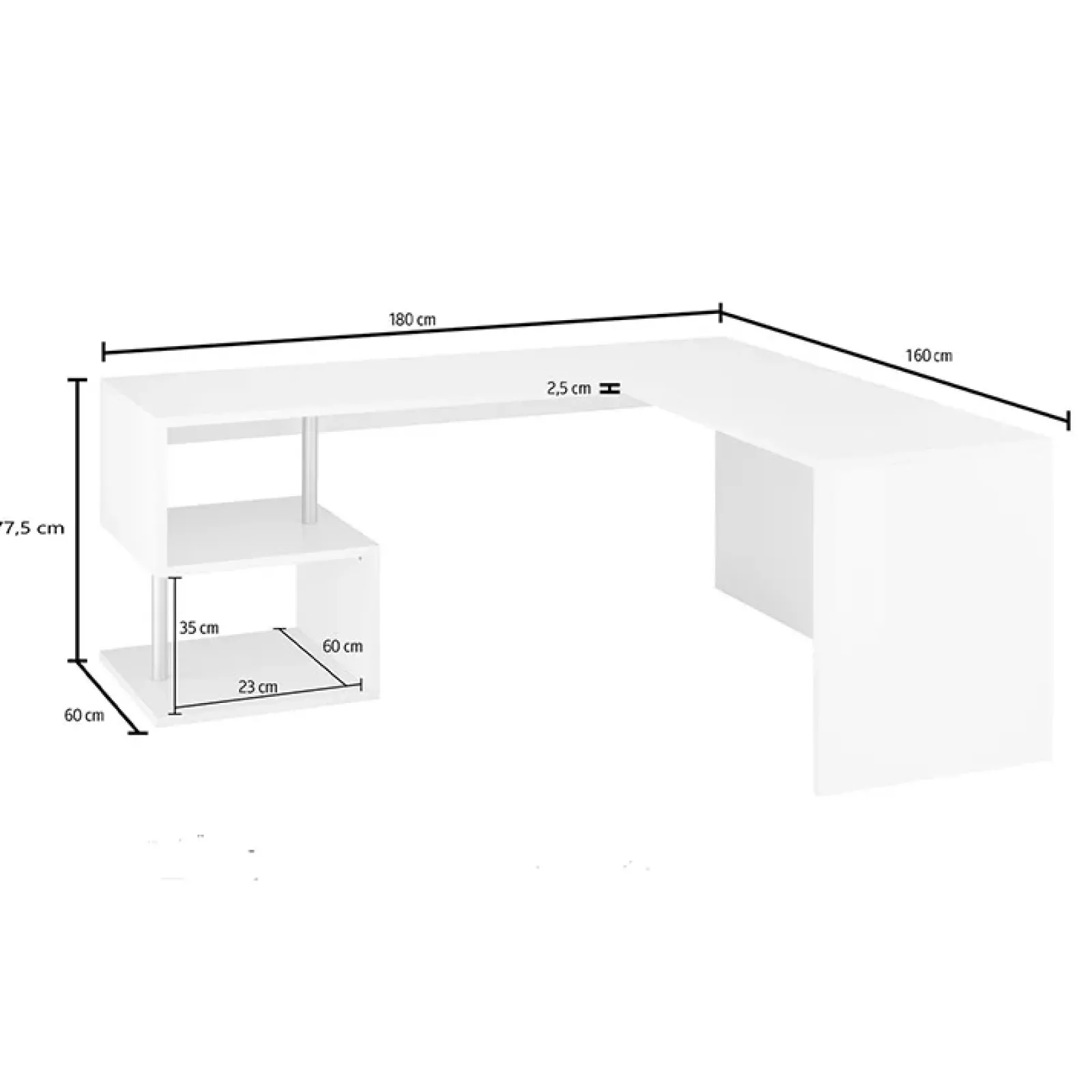 Garnero Arredamenti Scrivanie Ufficio|Scrivanie Ufficio-Scrivania angolare ufficio 180x78cm ErgoDesk Antracite