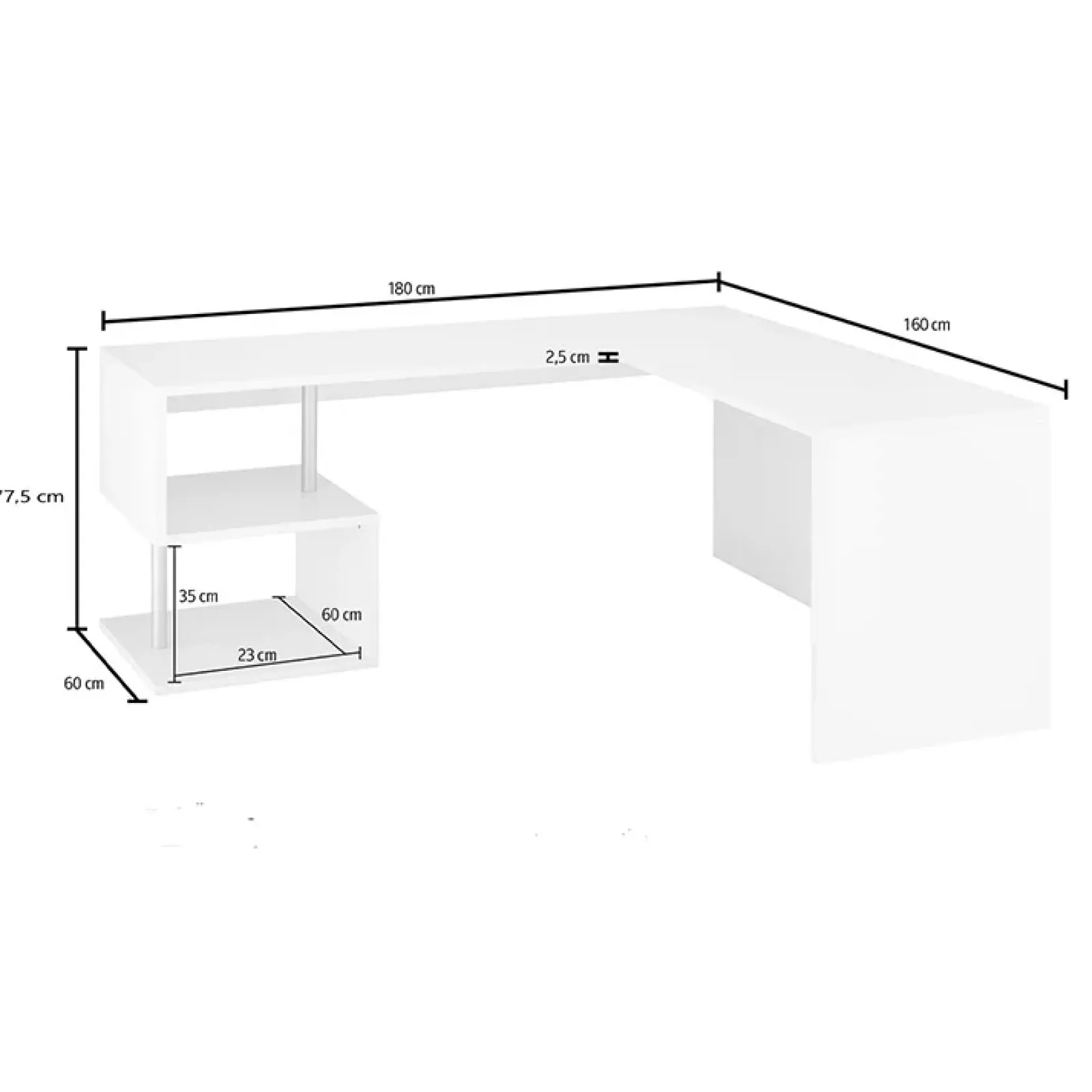 Garnero Arredamenti Scrivanie Ufficio|Scrivanie Ufficio-Scrivania angolare ufficio 180x78cm ErgoDesk Bianco Lucido