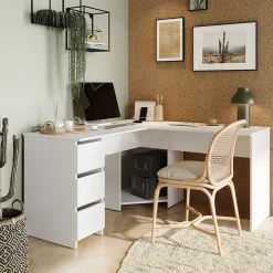 Garnero Arredamenti Scrivanie Per Ragazzi|Scrivanie Ufficio-Scrivania angolare 142x142cm bianco Chantal