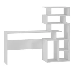 Garnero Arredamenti Scrivanie Per Ragazzi|Scrivanie Ufficio-Scrivania 158/40cm ufficio con libreria bianco frassino Claire