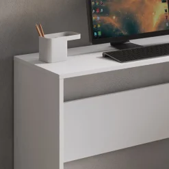 Garnero Arredamenti Scrivanie Per Ragazzi|Scrivanie Ufficio-Scrivania 158/40cm ufficio con libreria bianco frassino Claire