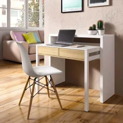 Garnero Arredamenti Scrivanie Per Ragazzi|Scrivanie Ufficio-Scrivania 36/66cm ufficio moderna bianco opaco rovere Adam Gihome®