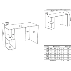 Garnero Arredamenti Scrivanie Per Ragazzi|Scrivanie Ufficio-Scrivania 122/57cm ufficio moderna bianco rovere Lauren Gihome® Bianco Opaco - Rovere