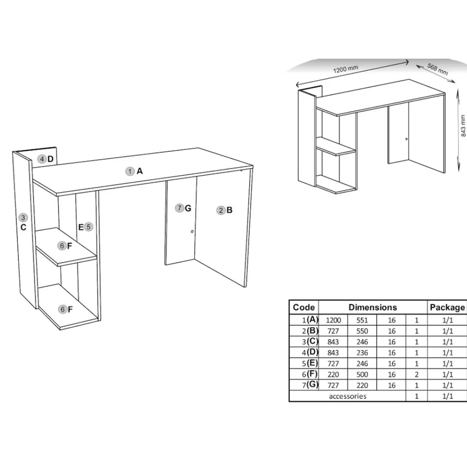 Garnero Arredamenti Scrivanie Per Ragazzi|Scrivanie Ufficio-Scrivania 122/57cm ufficio moderna bianco rovere Lauren Gihome® Bianco Opaco - Rovere