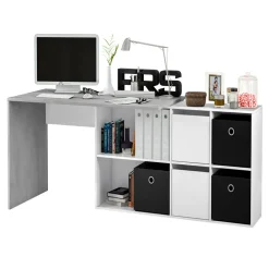 Garnero Arredamenti Scrivanie Per Ragazzi|Scrivanie Ufficio-Scrivania 136/203cm ufficio multiposizione bianco opaco cemento Corner