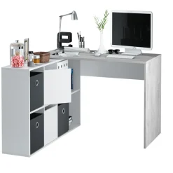 Garnero Arredamenti Scrivanie Per Ragazzi|Scrivanie Ufficio-Scrivania 136/203cm ufficio multiposizione bianco opaco cemento Corner