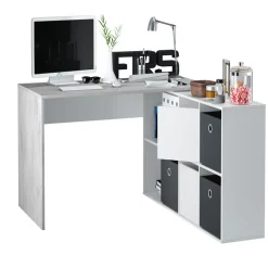 Garnero Arredamenti Scrivanie Per Ragazzi|Scrivanie Ufficio-Scrivania 136/203cm ufficio multiposizione bianco opaco cemento Corner