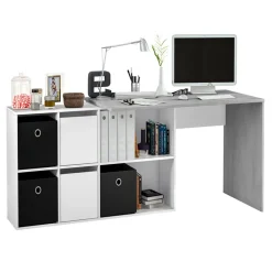 Garnero Arredamenti Scrivanie Per Ragazzi|Scrivanie Ufficio-Scrivania 136/203cm ufficio multiposizione bianco opaco cemento Corner