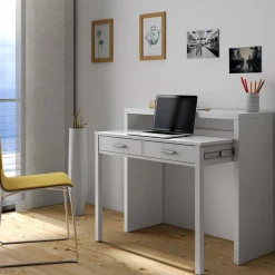 Garnero Arredamenti Consolle Fissa|Consolle Fissa-Scrivania consolle ingresso moderna 99x87cm bianco opaco Anastasia