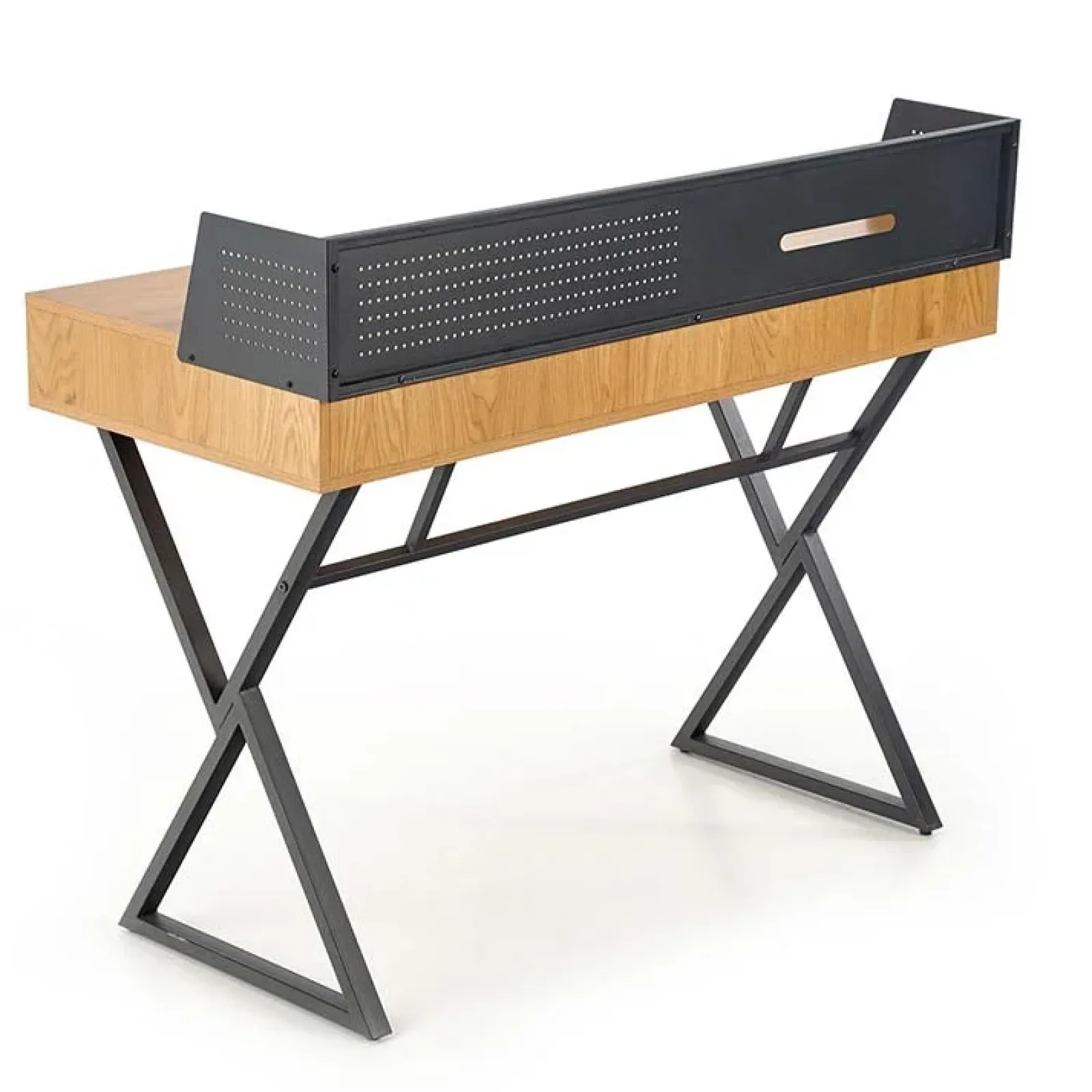 Garnero Arredamenti Consolle Fissa|Consolle Fissa-Scrivania consolle ingresso 110x51cm rovere nero metallo Toler