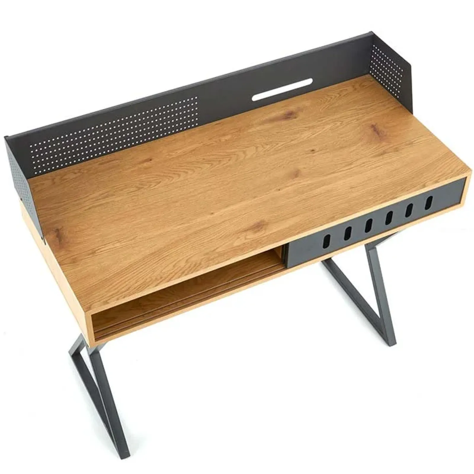 Garnero Arredamenti Consolle Fissa|Consolle Fissa-Scrivania consolle ingresso 110x51cm rovere nero metallo Toler