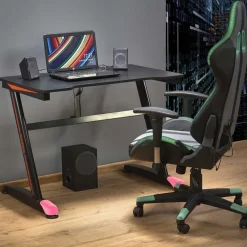 Garnero Arredamenti Scrivanie Per Ragazzi|Scrivanie Ufficio-Scrivania gaming salvaspazio 100x60cm nero fucsia Agamennone