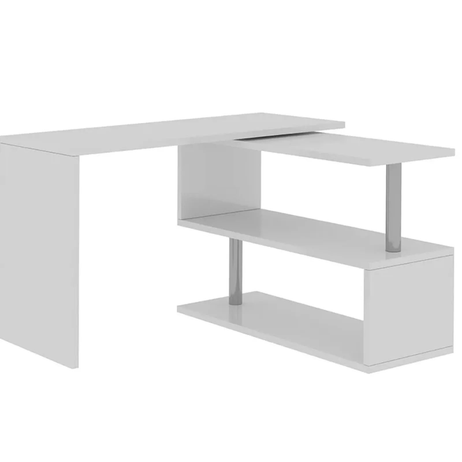 Garnero Arredamenti Scrivanie Ufficio|Scrivanie Ufficio-Scrivania girevole 65-120cm Havana Bianco Lucido