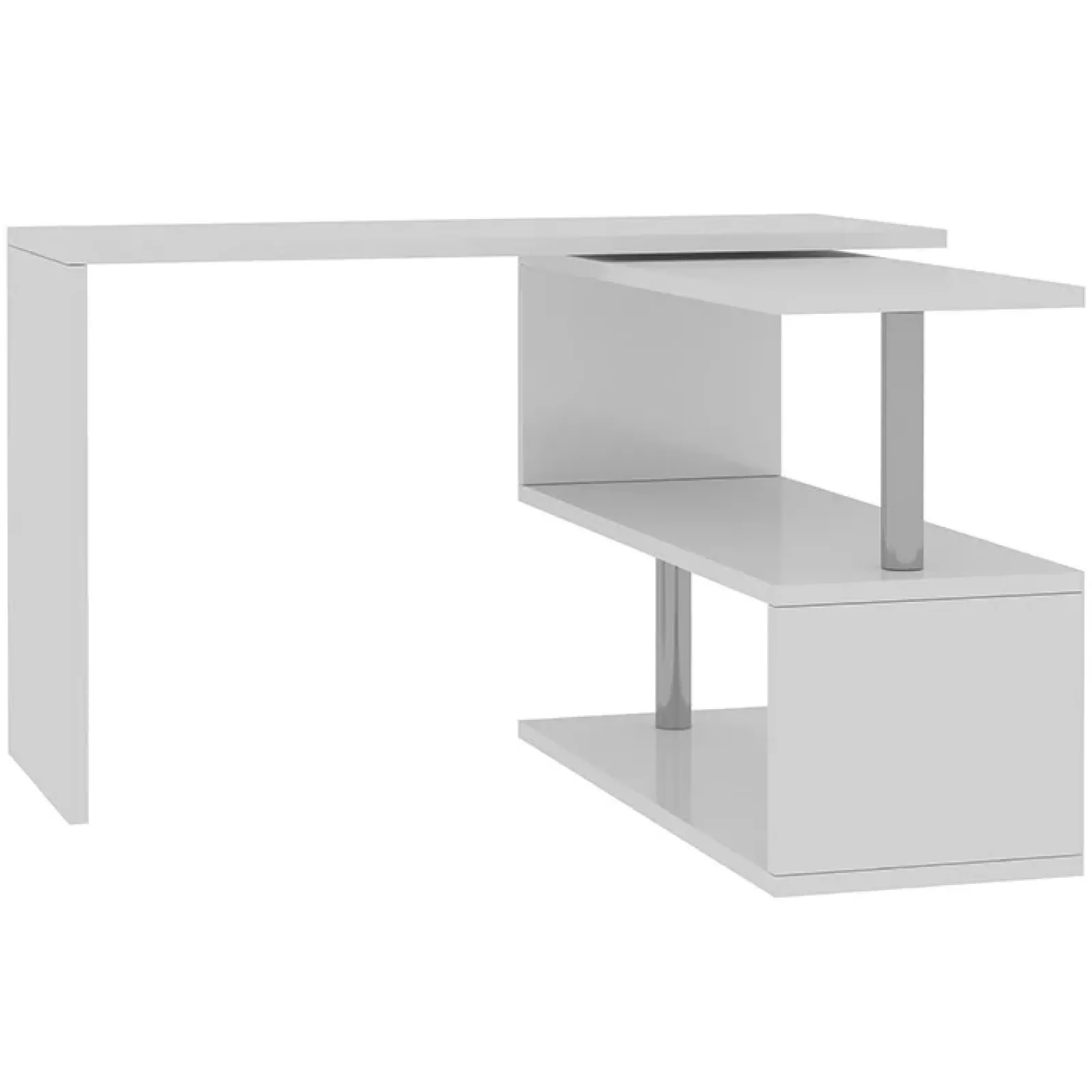 Garnero Arredamenti Scrivanie Ufficio|Scrivanie Ufficio-Scrivania girevole 65-120cm Havana Bianco Lucido