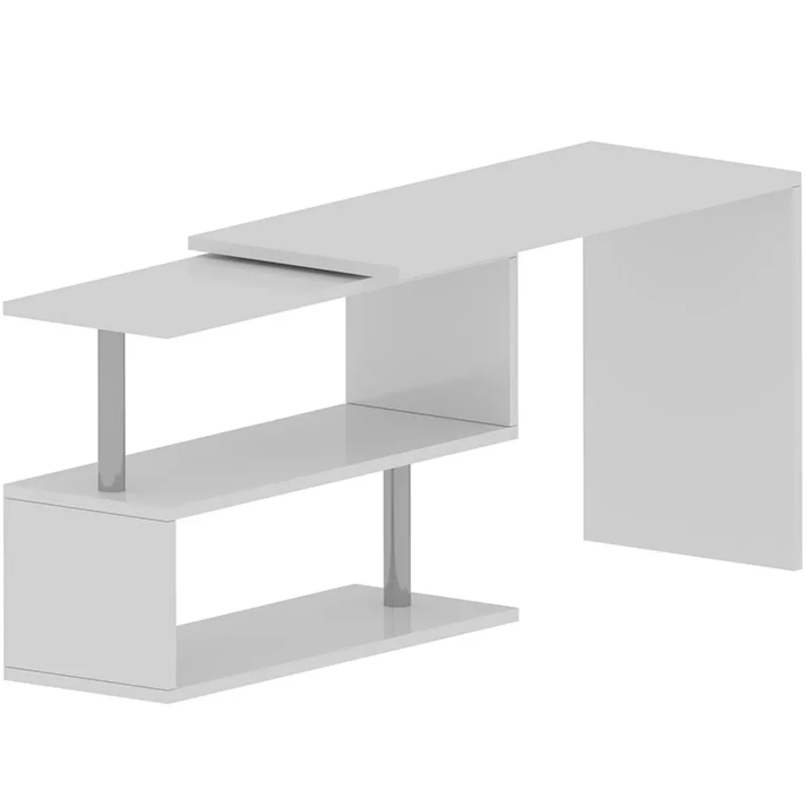 Garnero Arredamenti Scrivanie Ufficio|Scrivanie Ufficio-Scrivania girevole 65-120cm Havana Bianco Lucido