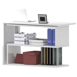 Garnero Arredamenti Scrivanie Ufficio|Scrivanie Ufficio-Scrivania girevole 65-120cm Havana Bianco Lucido