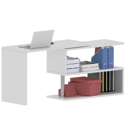 Garnero Arredamenti Scrivanie Ufficio|Scrivanie Ufficio-Scrivania girevole 65-120cm Havana Bianco Lucido