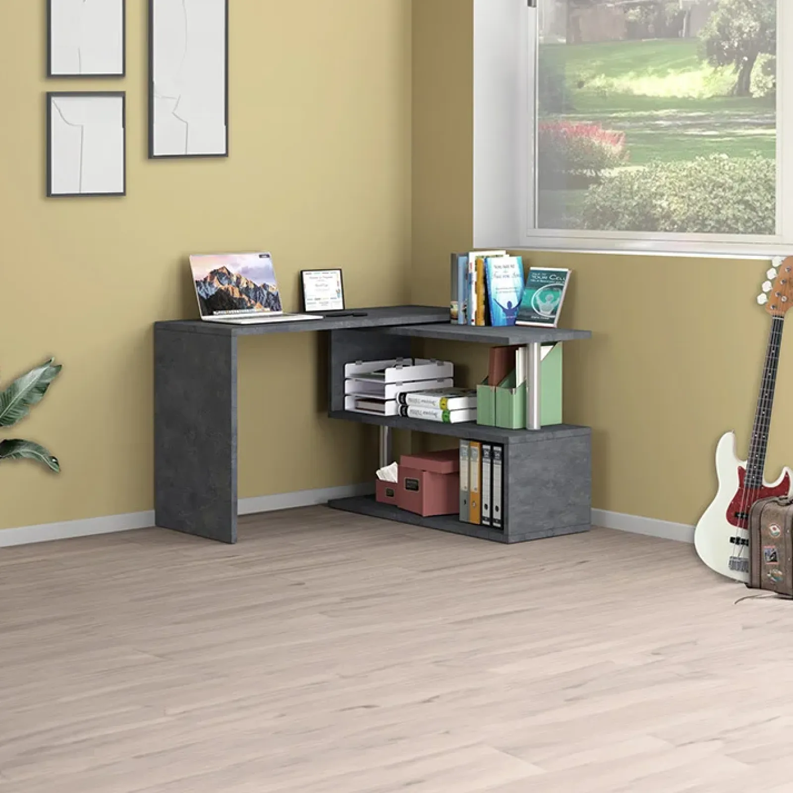 Garnero Arredamenti Scrivanie Ufficio|Scrivanie Ufficio-Scrivania girevole 65-120cm Havana Ossido