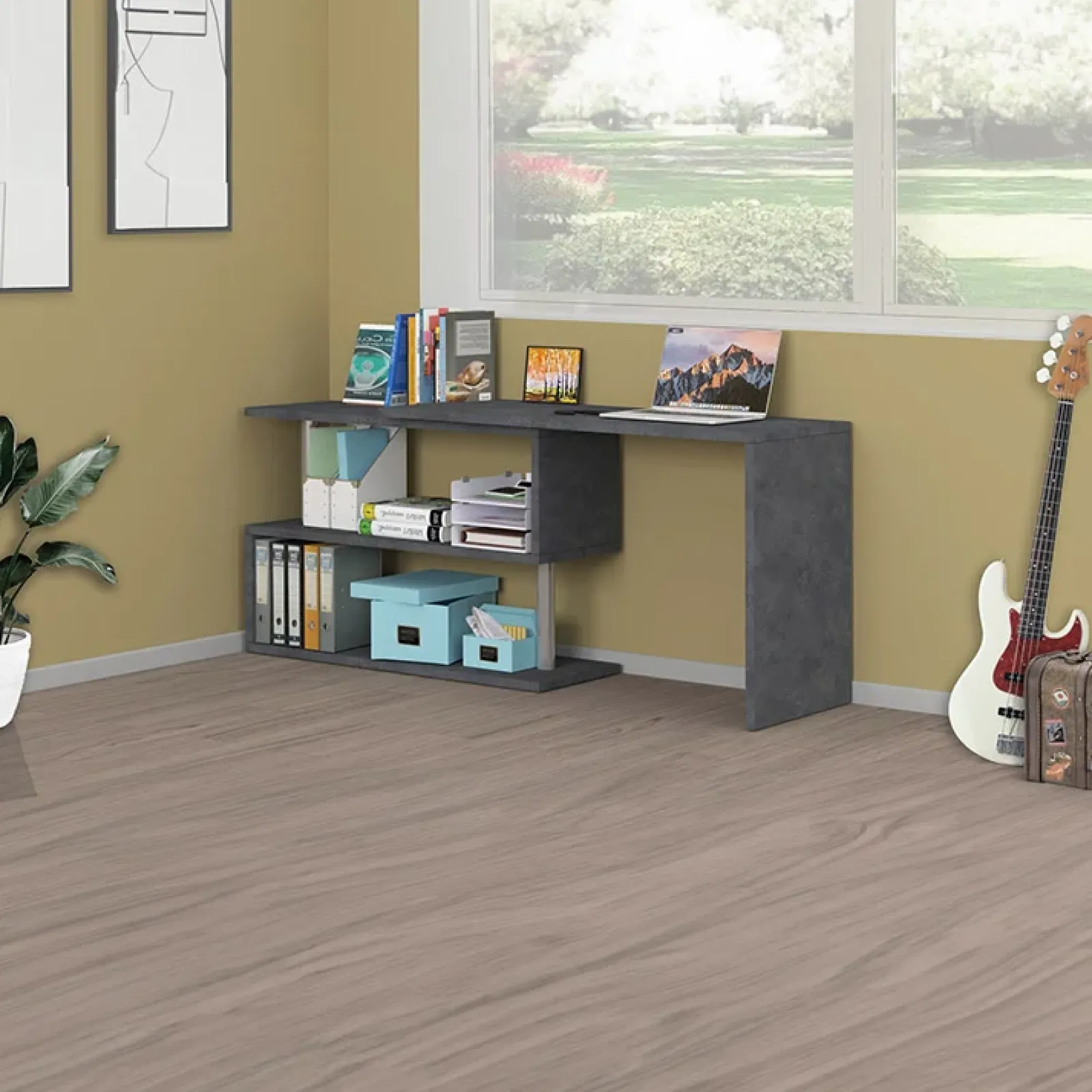 Garnero Arredamenti Scrivanie Ufficio|Scrivanie Ufficio-Scrivania girevole 65-120cm Havana Ossido