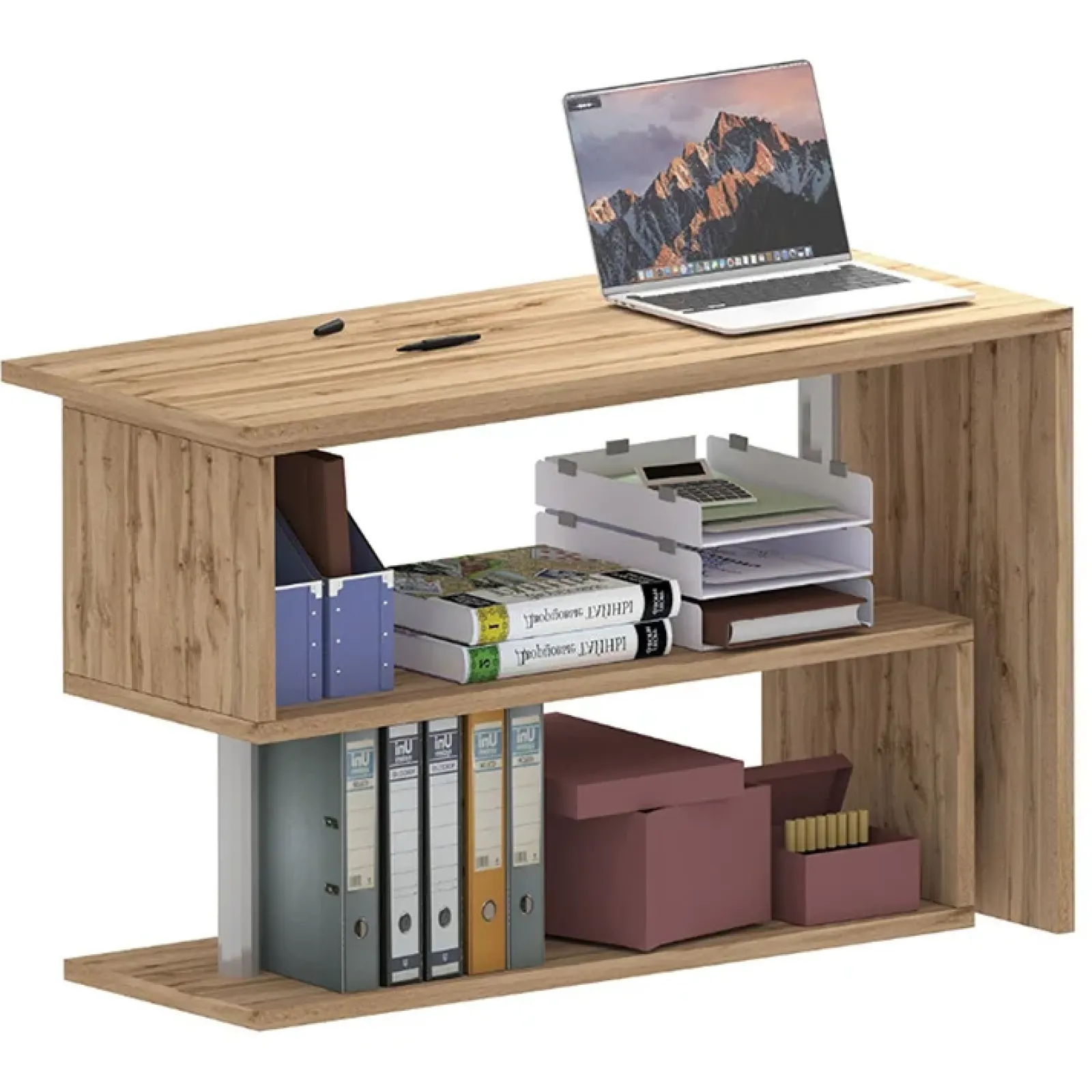 Garnero Arredamenti Scrivanie Ufficio|Scrivanie Ufficio-Scrivania girevole 65-120cm chiaro Havana Rovere