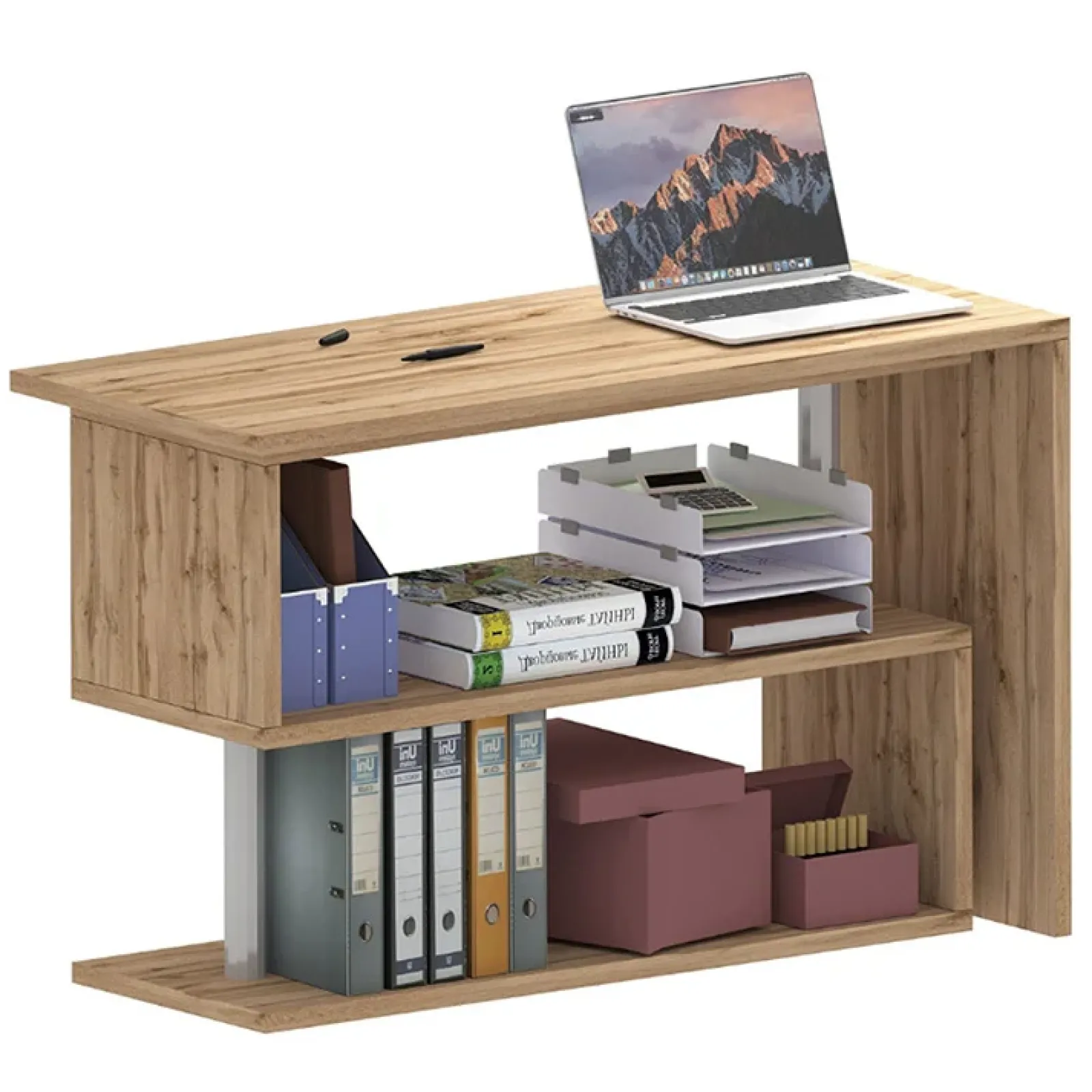 Garnero Arredamenti Scrivanie Ufficio|Scrivanie Ufficio-Scrivania girevole 65-120cm chiaro Havana Rovere