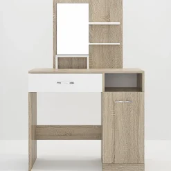 Garnero Arredamenti Scrivanie Per Ragazzi-Scrivania moderna con specchio 90x38cm rovere bianco lucido Cesare Rovere - Bianco Lucido