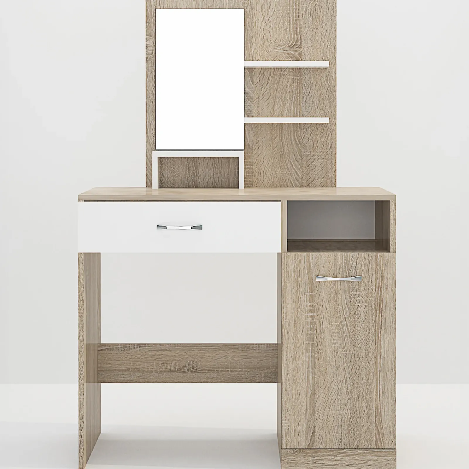 Garnero Arredamenti Scrivanie Per Ragazzi-Scrivania moderna con specchio 90x38cm rovere bianco lucido Cesare Rovere - Bianco Lucido