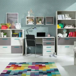 Garnero Arredamenti Scrivanie Per Ragazzi-Scrivania moderna 120x60cm bianco pino grigio blu Maya Gihome®