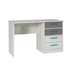 Garnero Arredamenti Scrivanie Per Ragazzi-Scrivania moderna 120x60h cm con 3 cubotti  bianco pino grigio blu Maya Gihome®